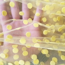 Ткань Сетка флок горох (желтый)